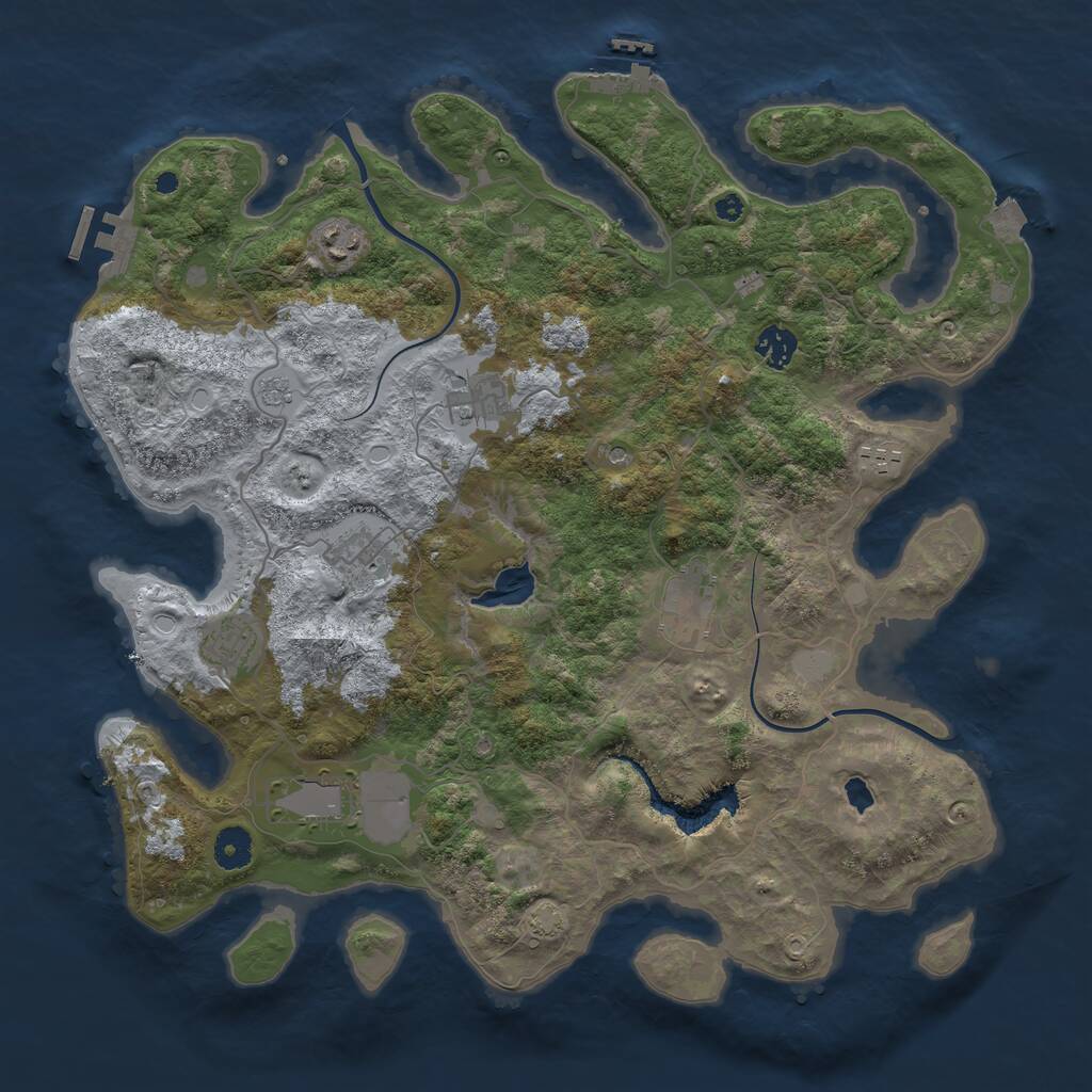 Rust Map: Procedural Map, Size: 4000, Seed: 2033645261, 14 Monuments