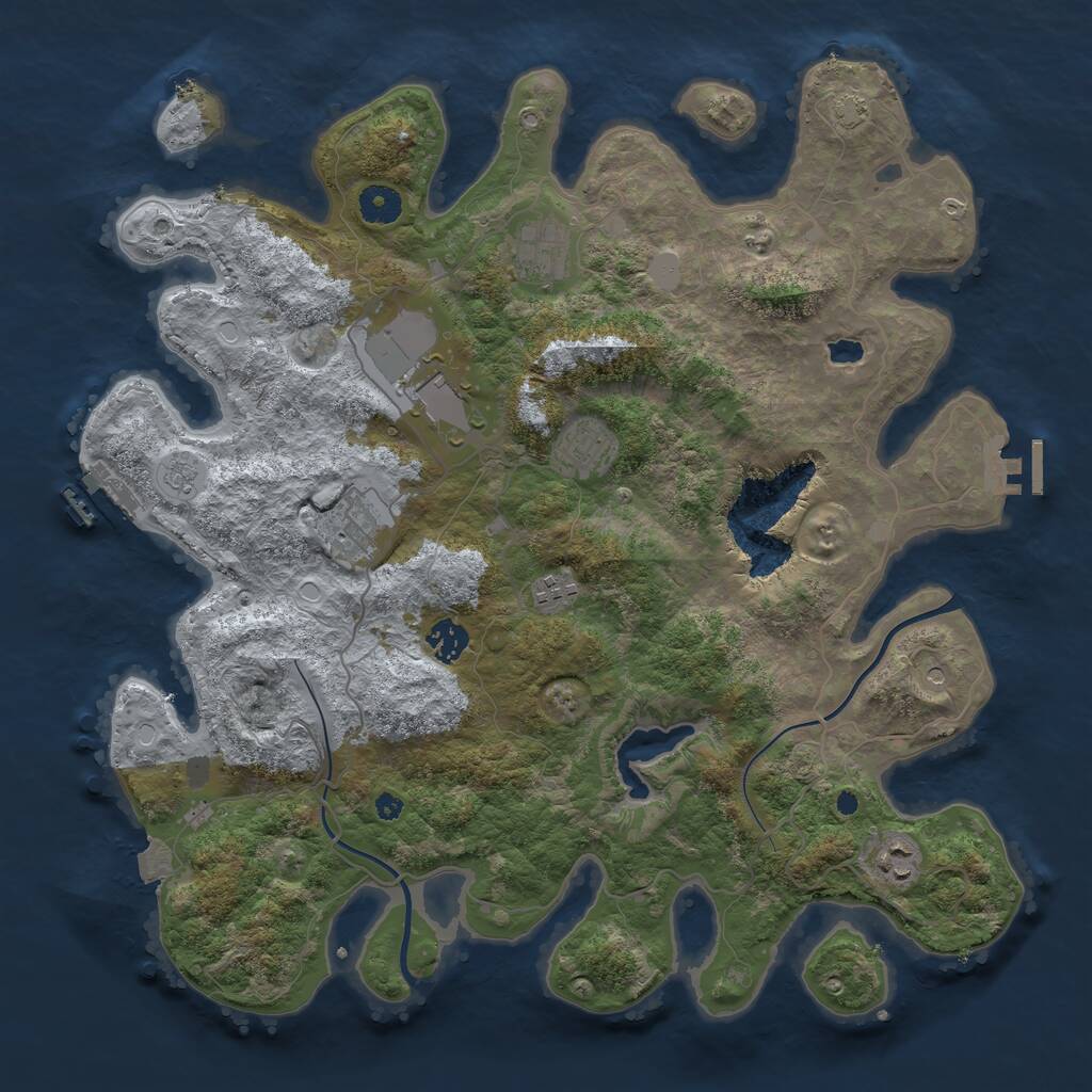 Rust Map: Procedural Map, Size: 4000, Seed: 555221905, 13 Monuments