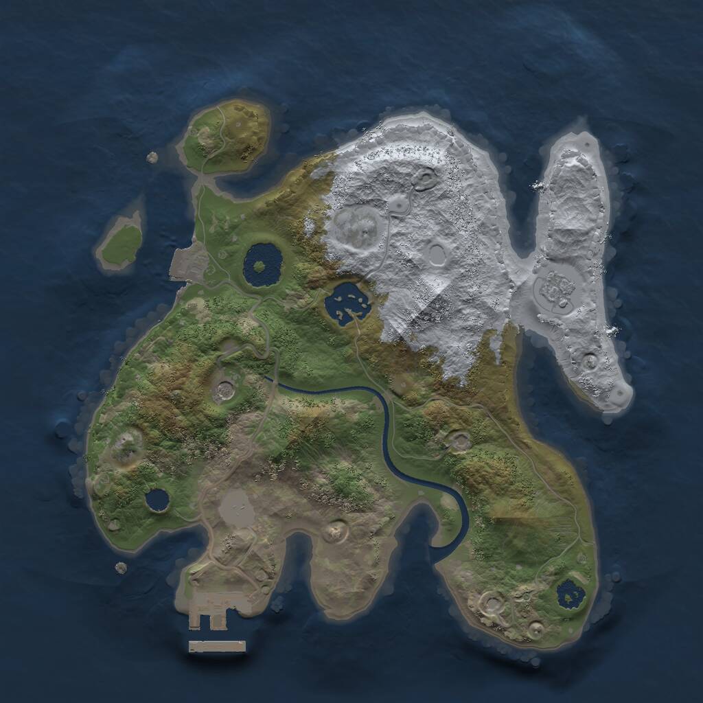 Rust Map: Procedural Map, Size: 2500, Seed: 574505870, 5 Monuments