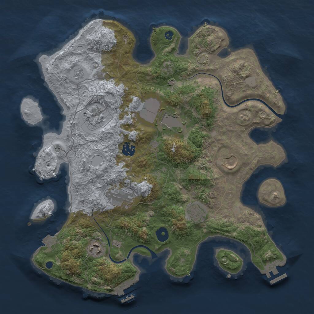 Rust Map: Procedural Map, Size: 3500, Seed: 1514242175, 13 Monuments