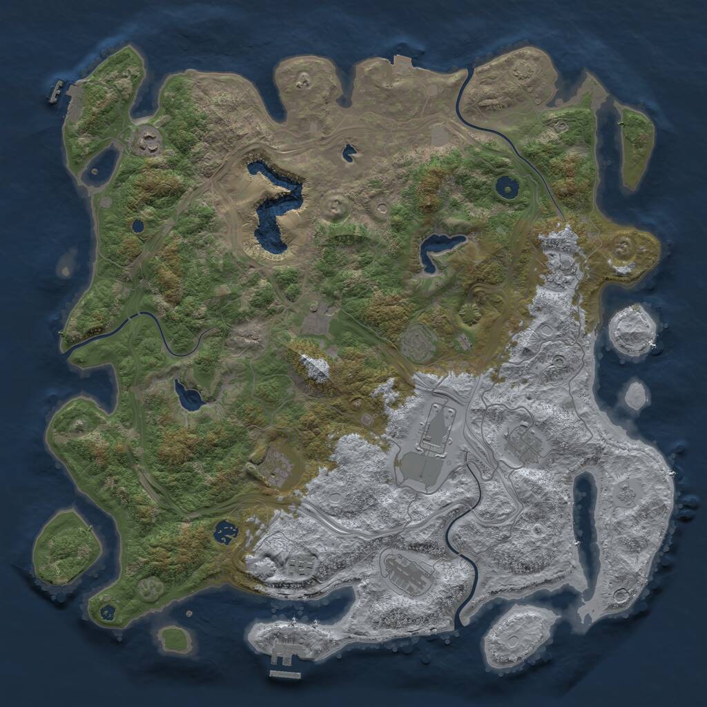 Rust Map: Procedural Map, Size: 4600, Seed: 1884126151, 16 Monuments
