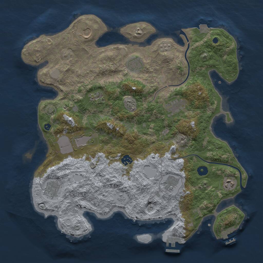 Rust Map: Procedural Map, Size: 3850, Seed: 50208699, 16 Monuments
