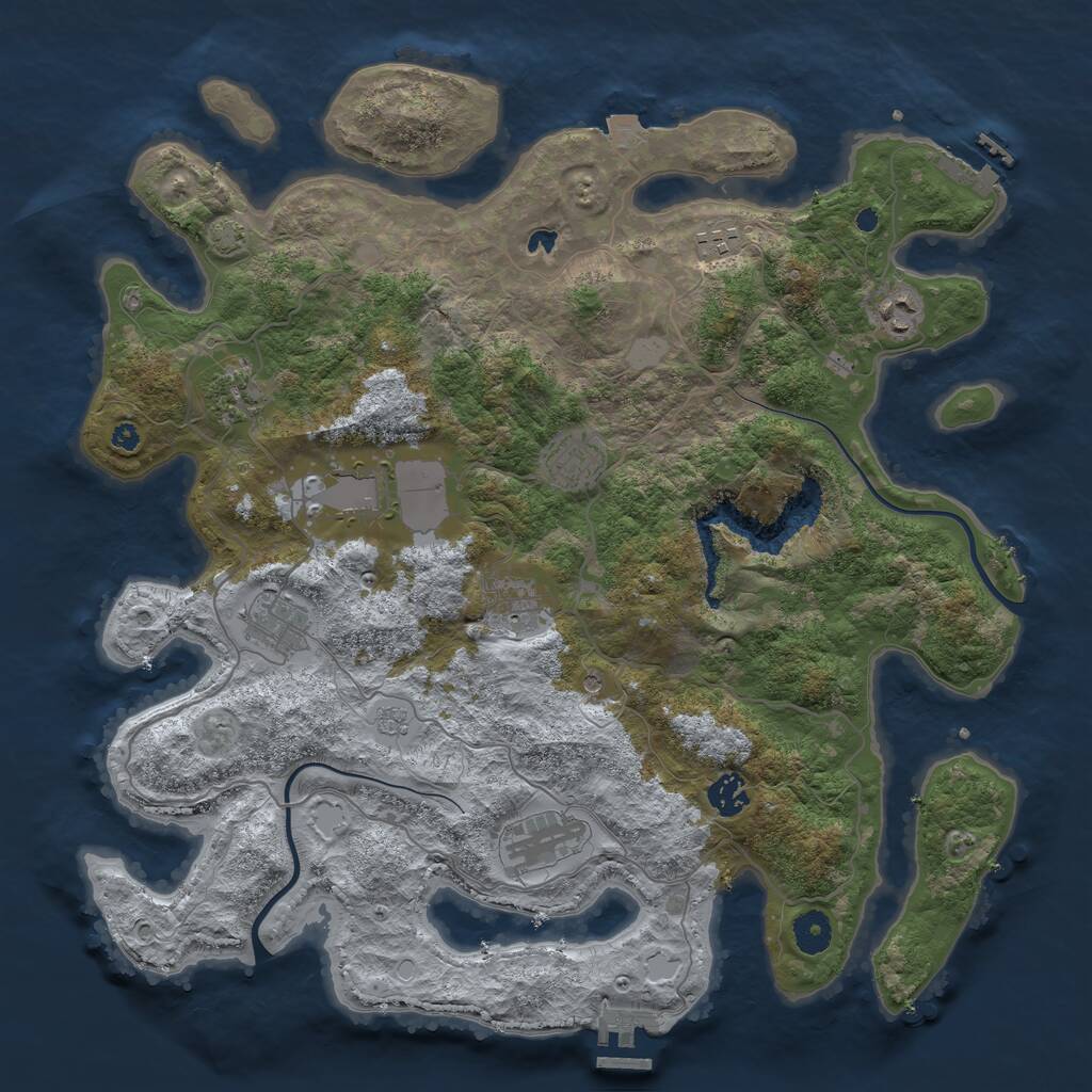 Rust Map: Procedural Map, Size: 4000, Seed: 827374034, 15 Monuments