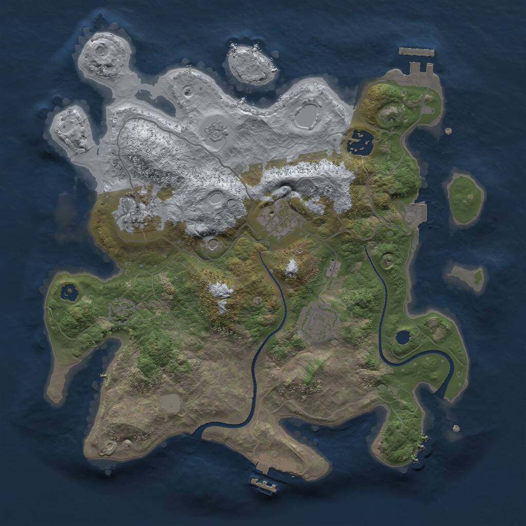 Rust Map: Procedural Map, Size: 3000, Seed: 1234138461, 10 Monuments