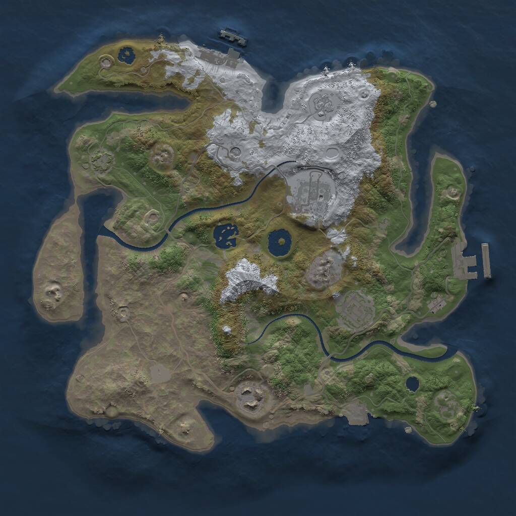 Rust Map: Procedural Map, Size: 3000, Seed: 24682849, 10 Monuments