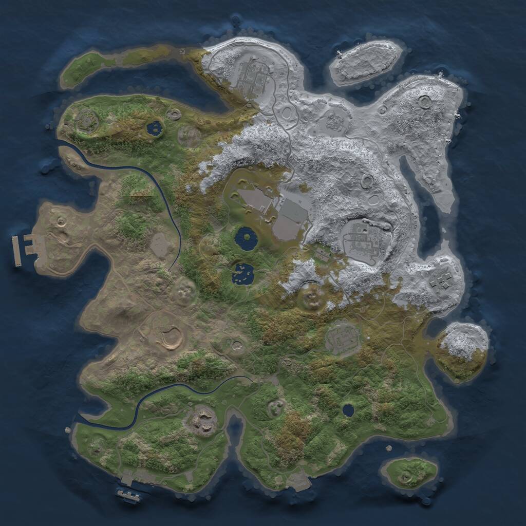 Rust Map: Procedural Map, Size: 3500, Seed: 106097895, 14 Monuments