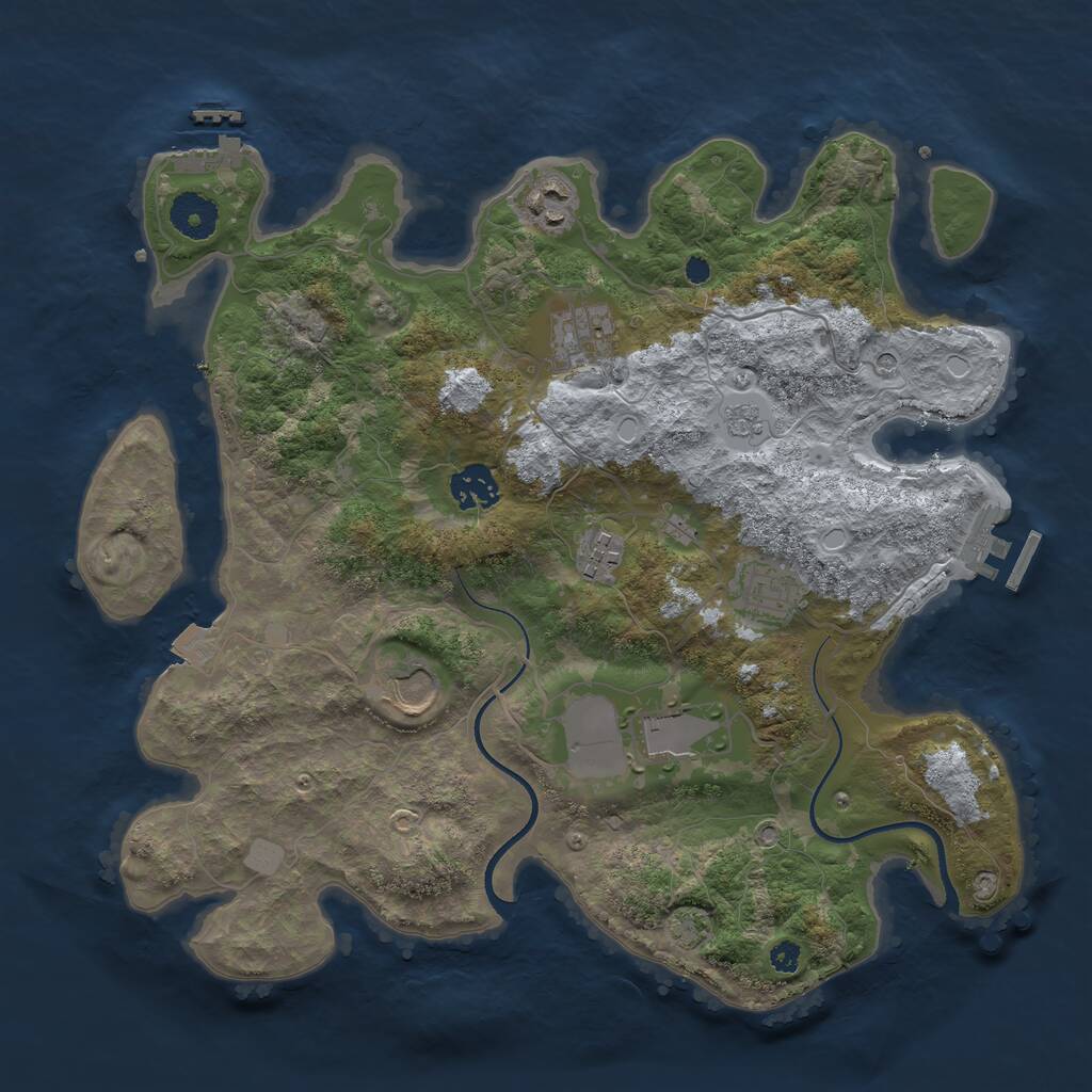 Rust Map: Procedural Map, Size: 3500, Seed: 242412999, 13 Monuments