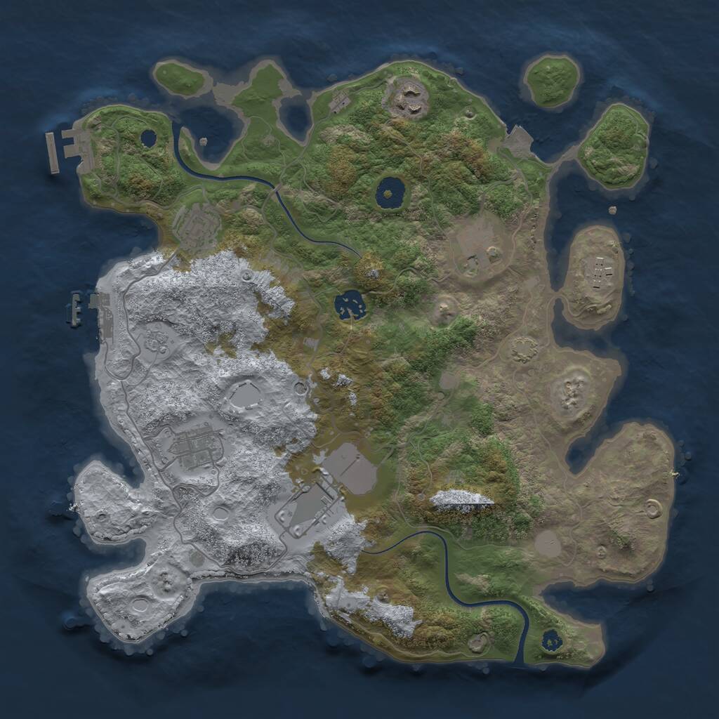 Rust Map: Procedural Map, Size: 3500, Seed: 498329374, 13 Monuments