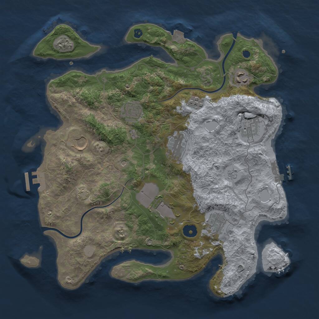 Rust Map: Procedural Map, Size: 3500, Seed: 1336724095, 14 Monuments