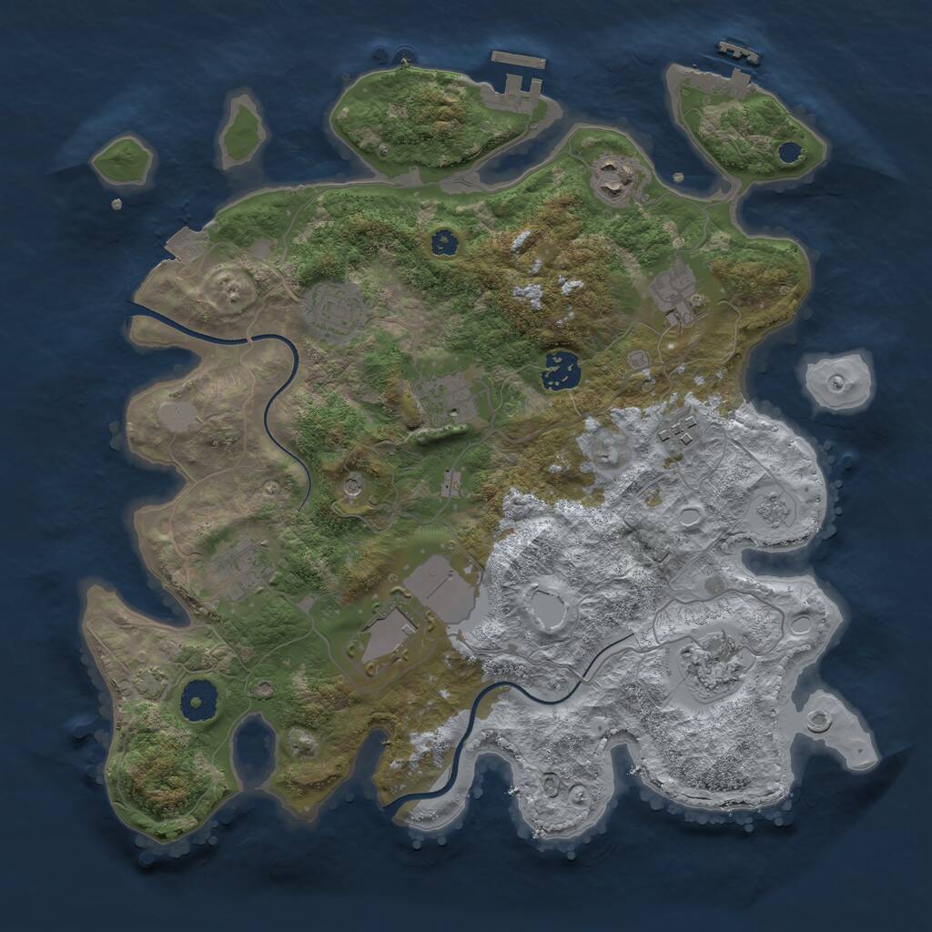 Rust Map: Procedural Map, Size: 3500, Seed: 48898, 15 Monuments