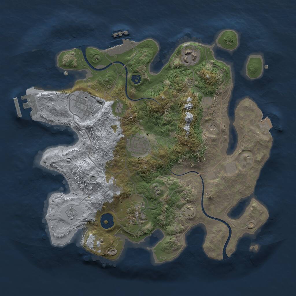 Rust Map: Procedural Map, Size: 3000, Seed: 11308, 10 Monuments