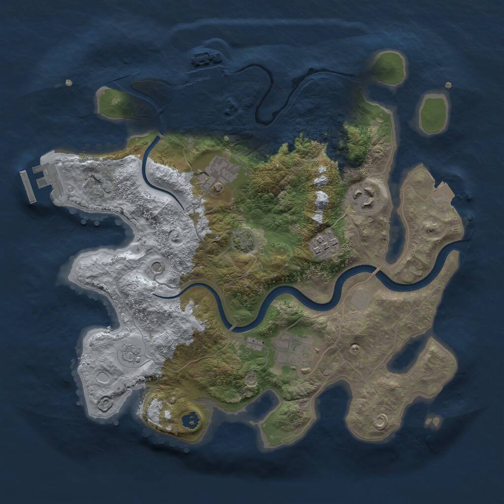 Rust Map: Procedural Map, Size: 3000, Seed: 11308, 10 Monuments