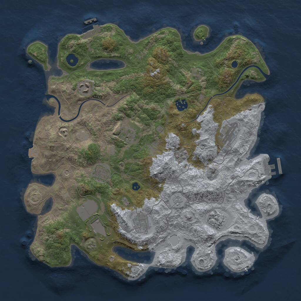 Rust Map: Procedural Map, Size: 3750, Seed: 1414853277, 15 Monuments