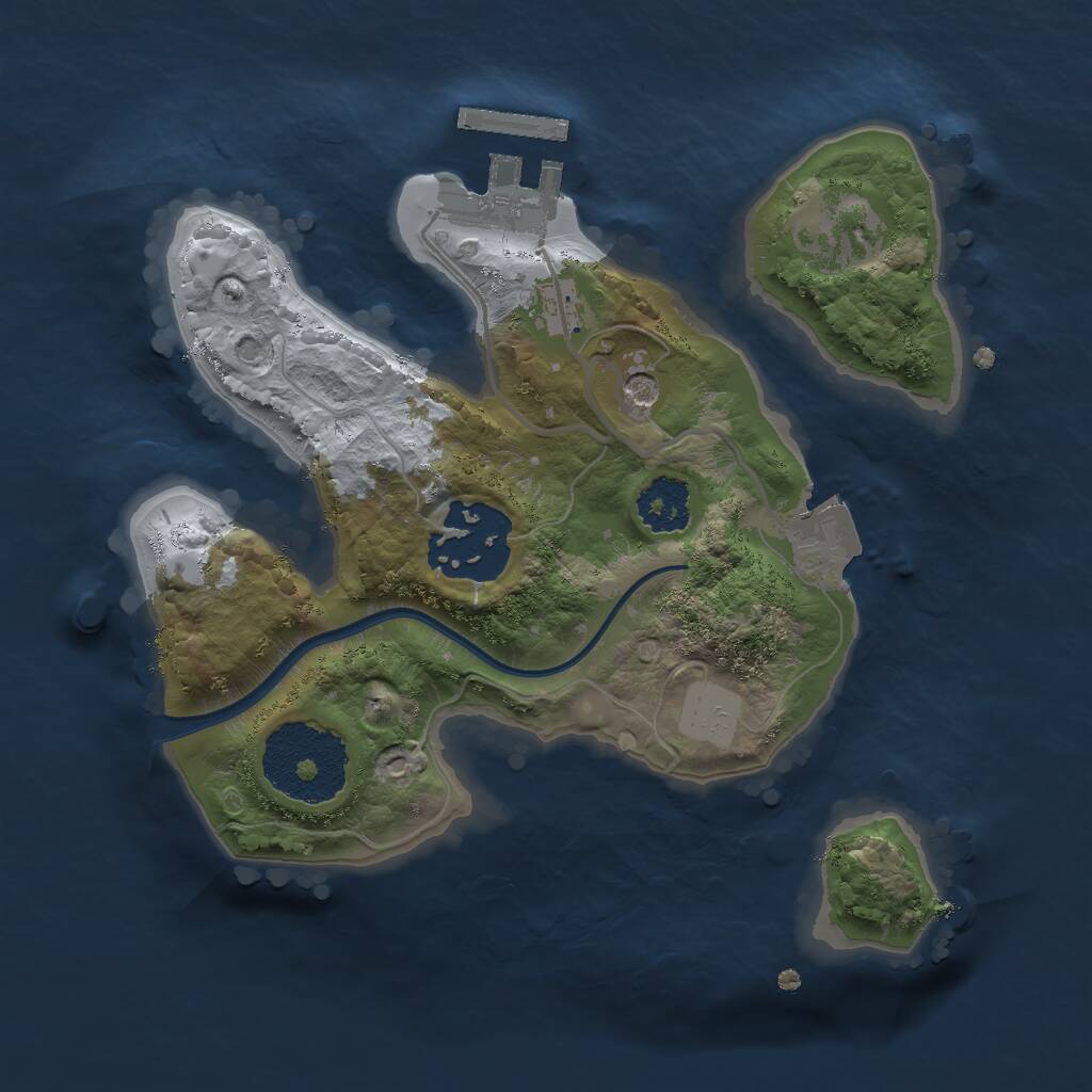 Rust Map: Procedural Map, Size: 2000, Seed: 4646391, 4 Monuments