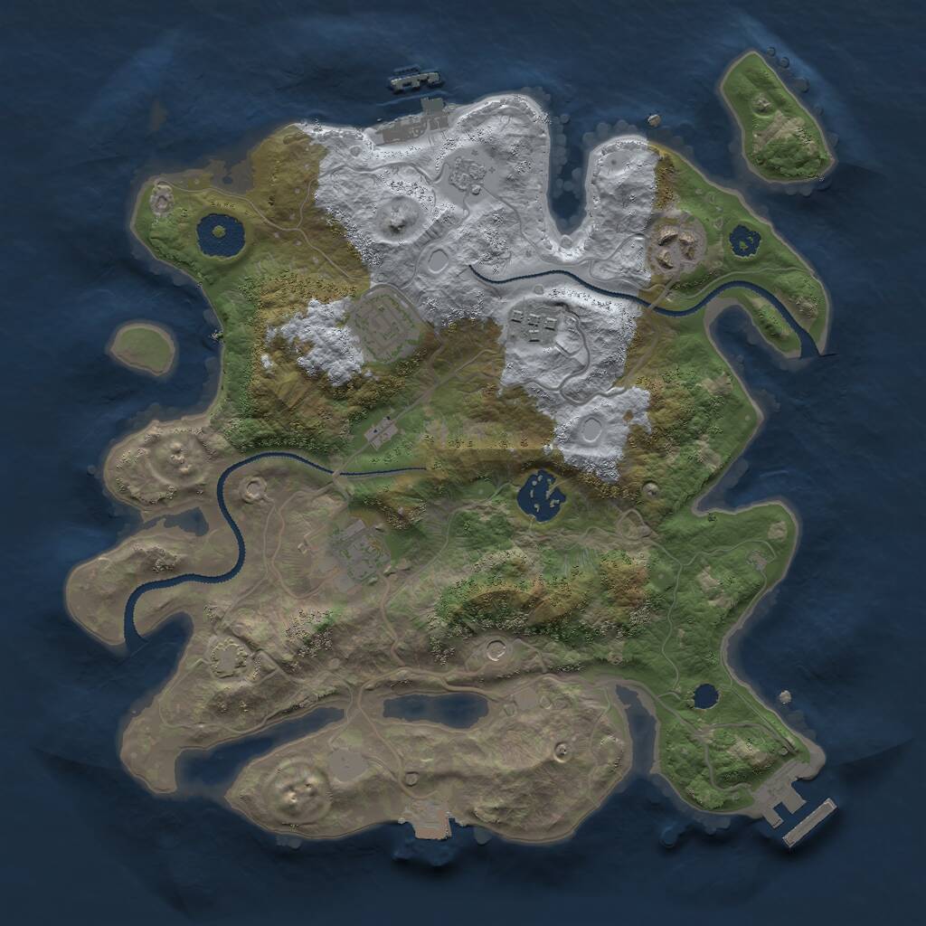 Rust Map: Procedural Map, Size: 3000, Seed: 74533, 11 Monuments
