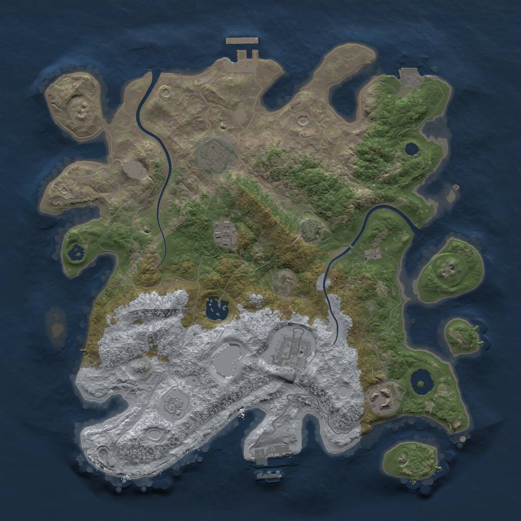 Rust Map: Procedural Map, Size: 3250, Seed: 921088183, 11 Monuments