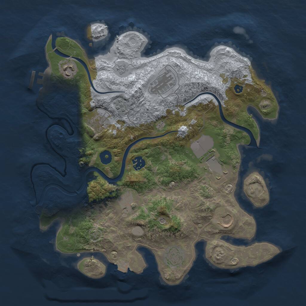 Rust Map: Procedural Map, Size: 3500, Seed: 700357382, 14 Monuments