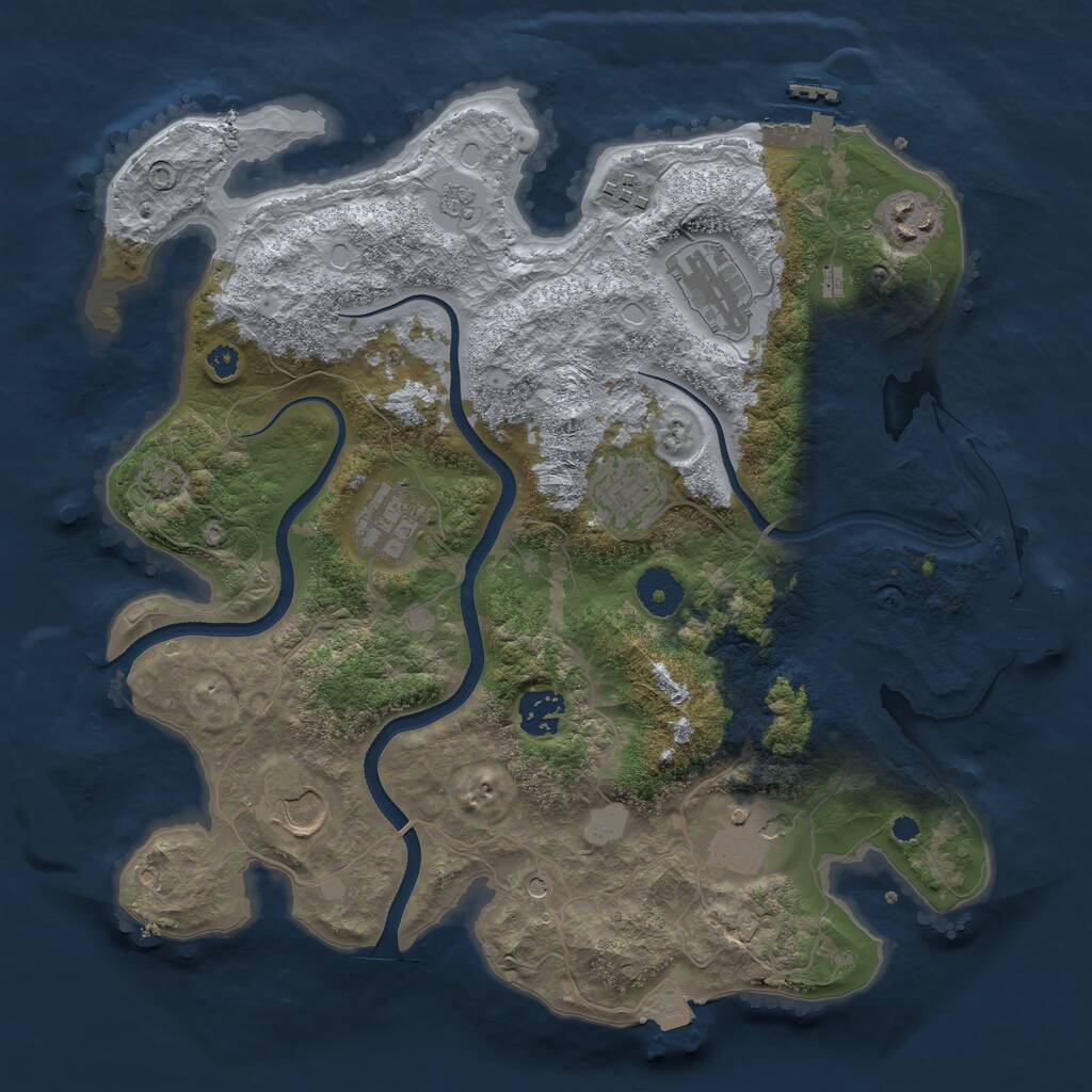 Rust Map: Procedural Map, Size: 3500, Seed: 303301, 14 Monuments