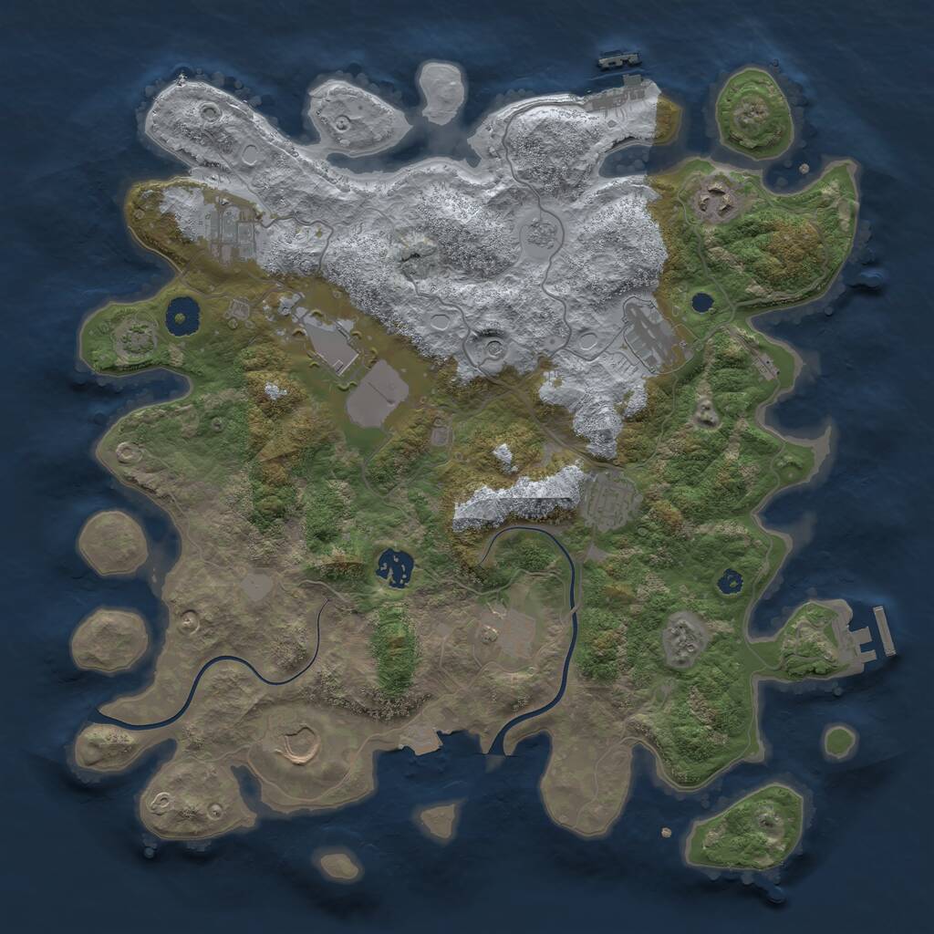 Rust Map: Procedural Map, Size: 3750, Seed: 777648173, 14 Monuments