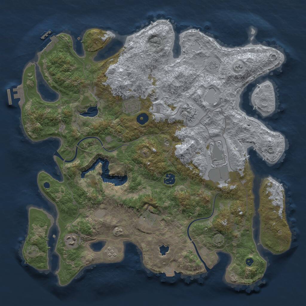 Rust Map: Procedural Map, Size: 4000, Seed: 846613728, 13 Monuments