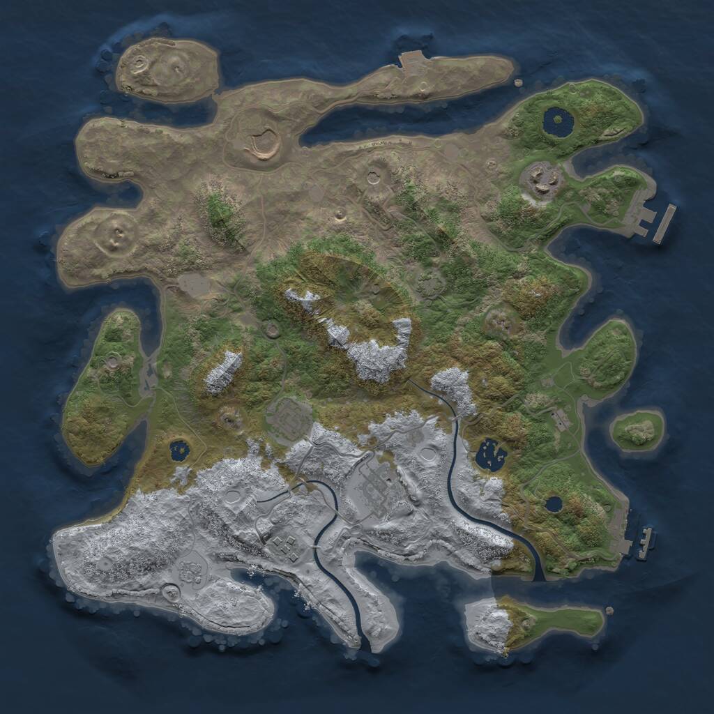Rust Map: Procedural Map, Size: 3500, Seed: 1325227326, 12 Monuments