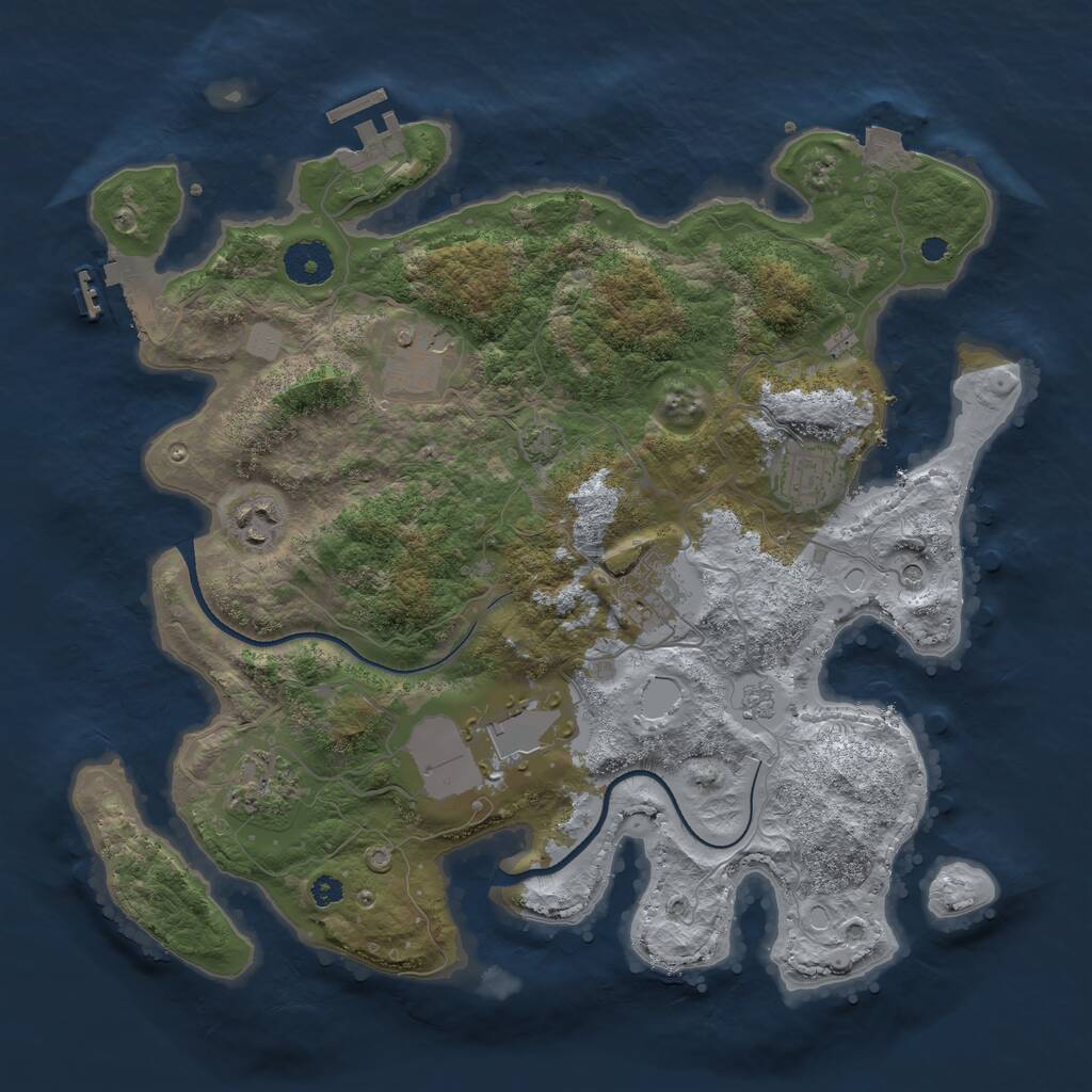 Rust Map: Procedural Map, Size: 3500, Seed: 1116322698, 12 Monuments