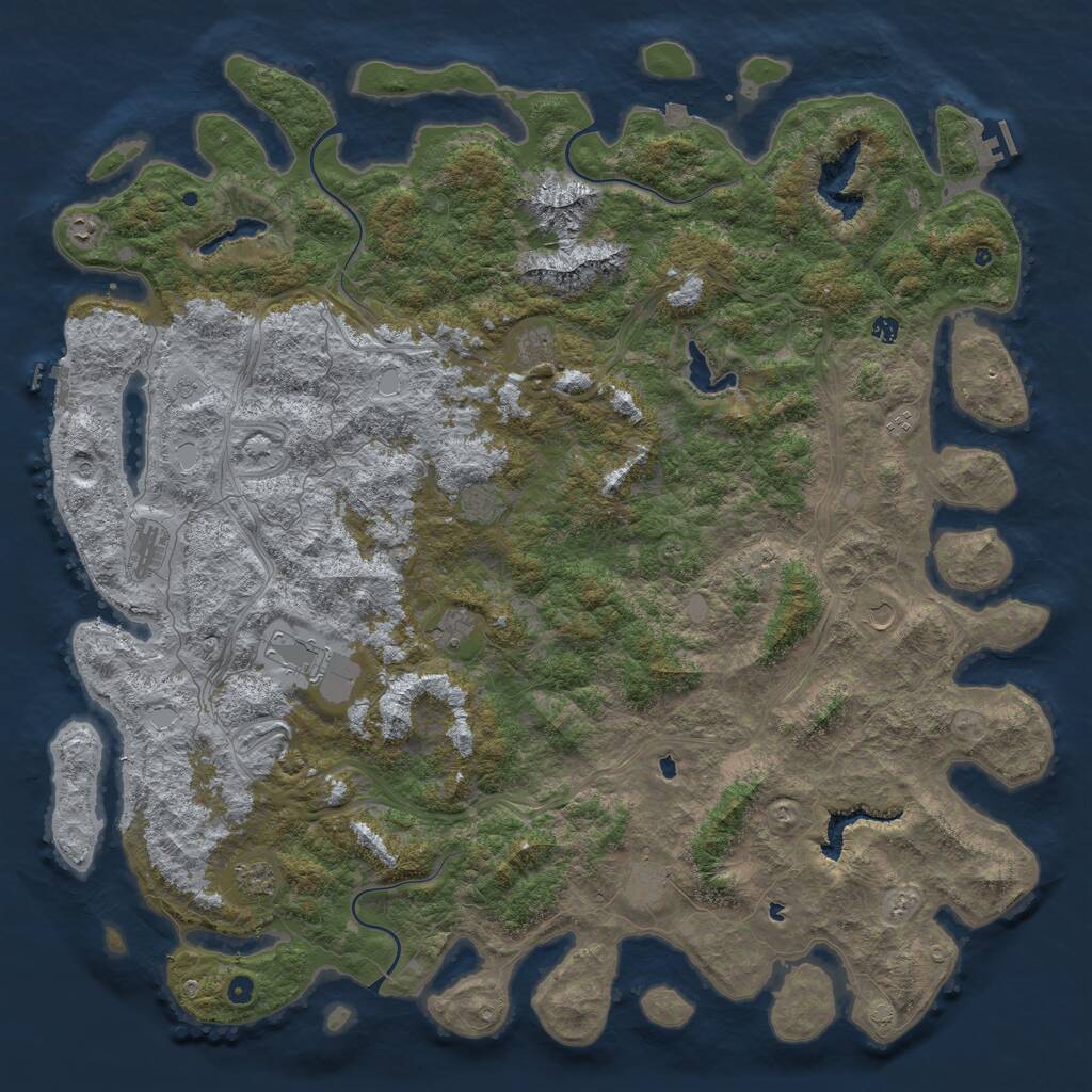 Rust Map: Procedural Map, Size: 6000, Seed: 253537437, 17 Monuments