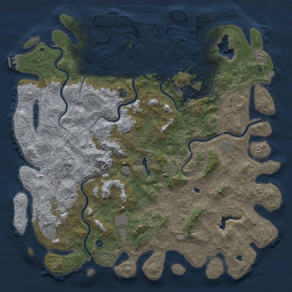 Rust Map: Procedural Map, Size: 6000, Seed: 253537437, 17 Monuments