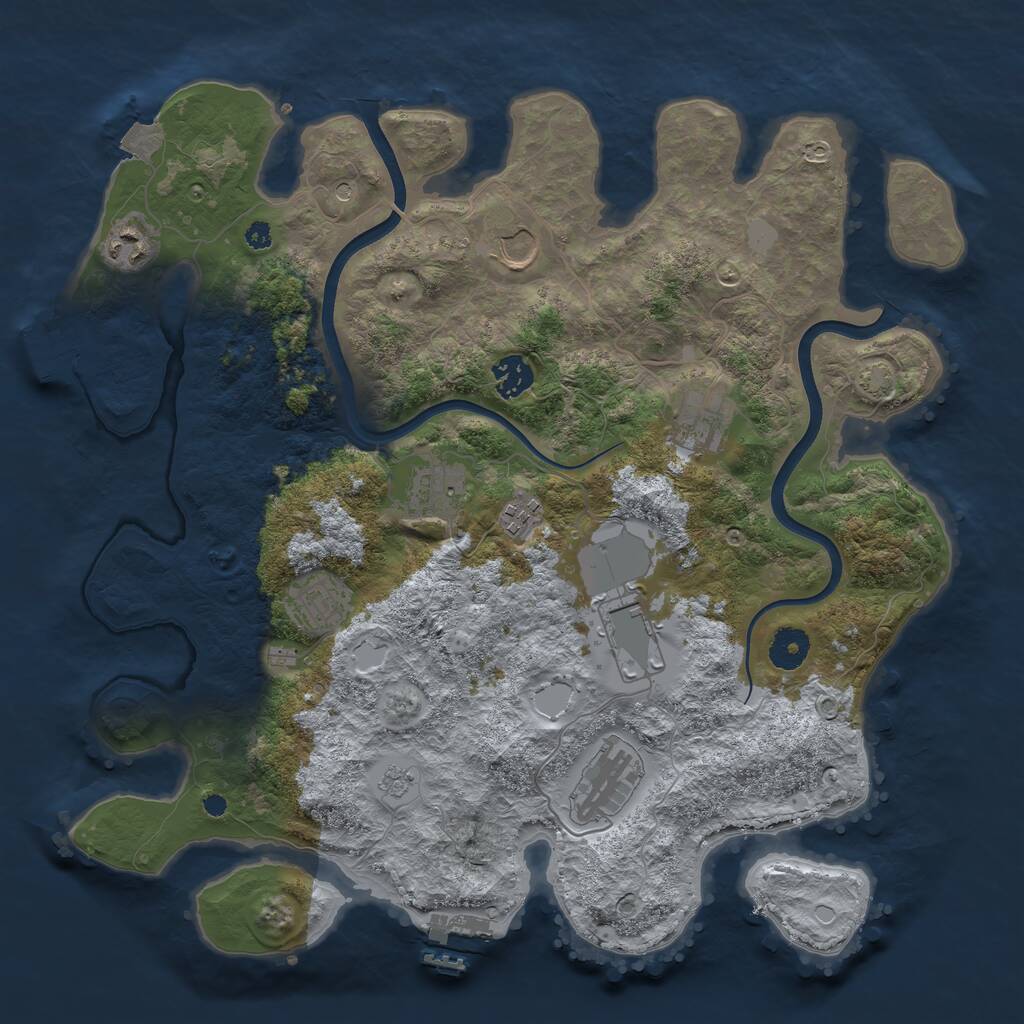 Rust Map: Procedural Map, Size: 3750, Seed: 381669143, 15 Monuments