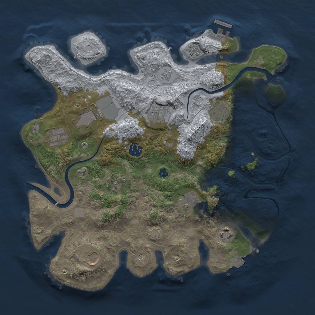 Rust Map: Procedural Map, Size: 3500, Seed: 1856775301, 15 Monuments