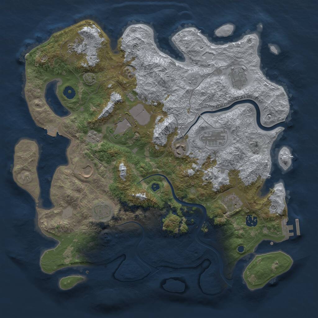 Rust Map: Procedural Map, Size: 3900, Seed: 1840750456, 15 Monuments