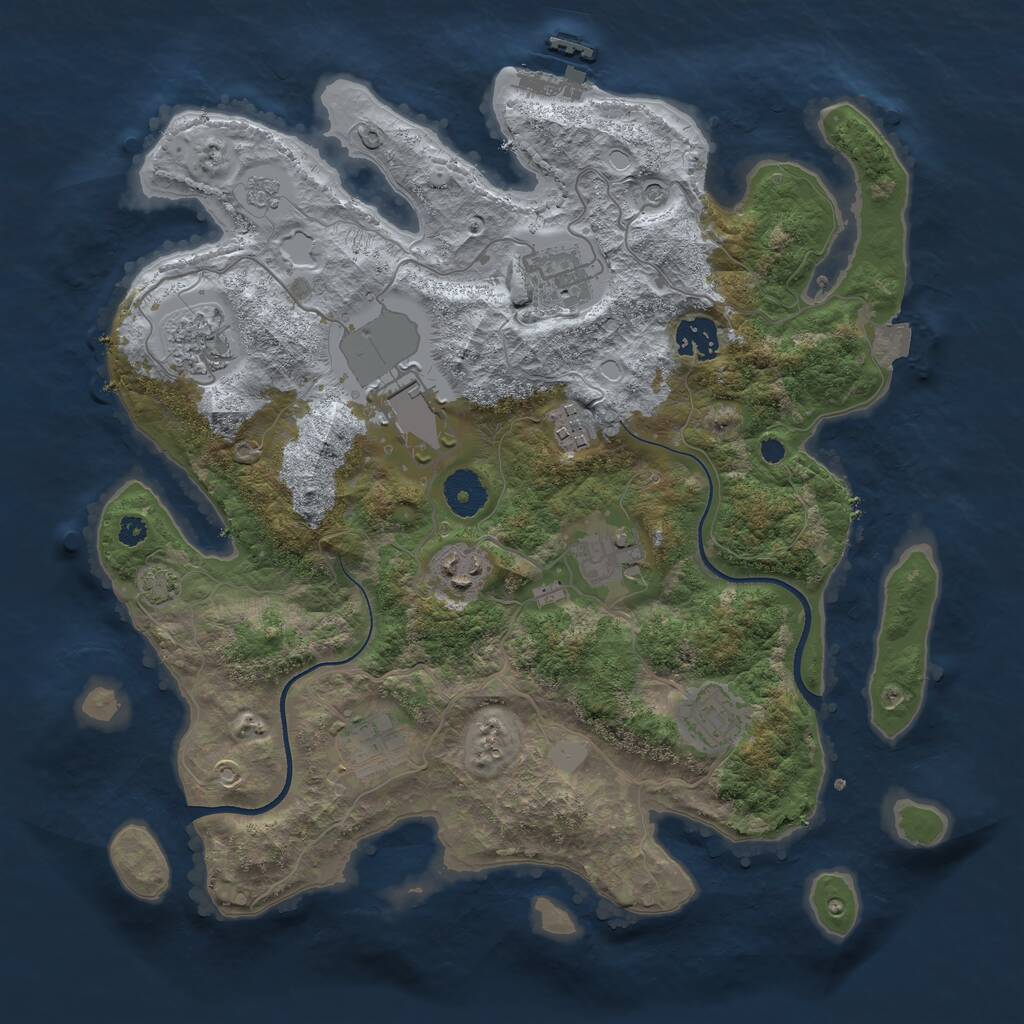 Rust Map: Procedural Map, Size: 3500, Seed: 1267578113, 14 Monuments