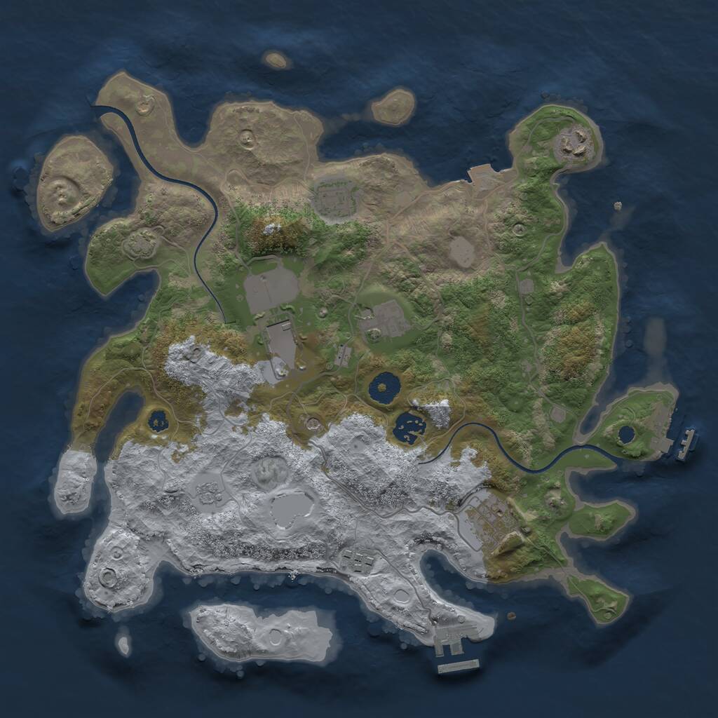 Rust Map: Procedural Map, Size: 3500, Seed: 1941395788, 13 Monuments