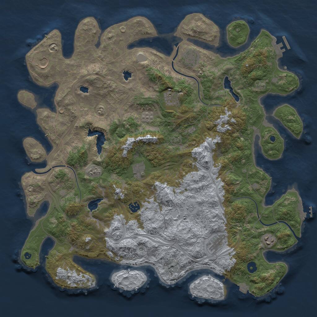 Rust Map: Procedural Map, Size: 4500, Seed: 875901385, 14 Monuments