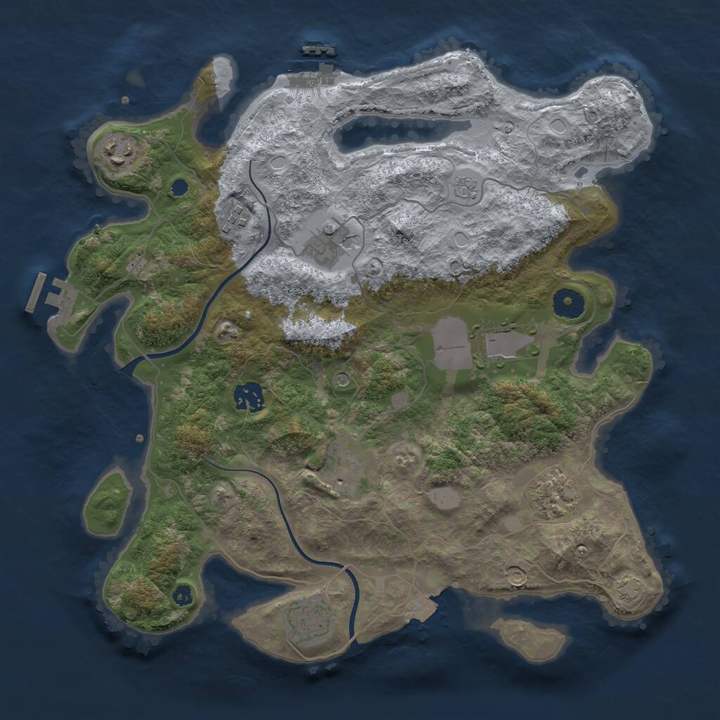 Rust Map: Procedural Map, Size: 3500, Seed: 2084350294, 14 Monuments