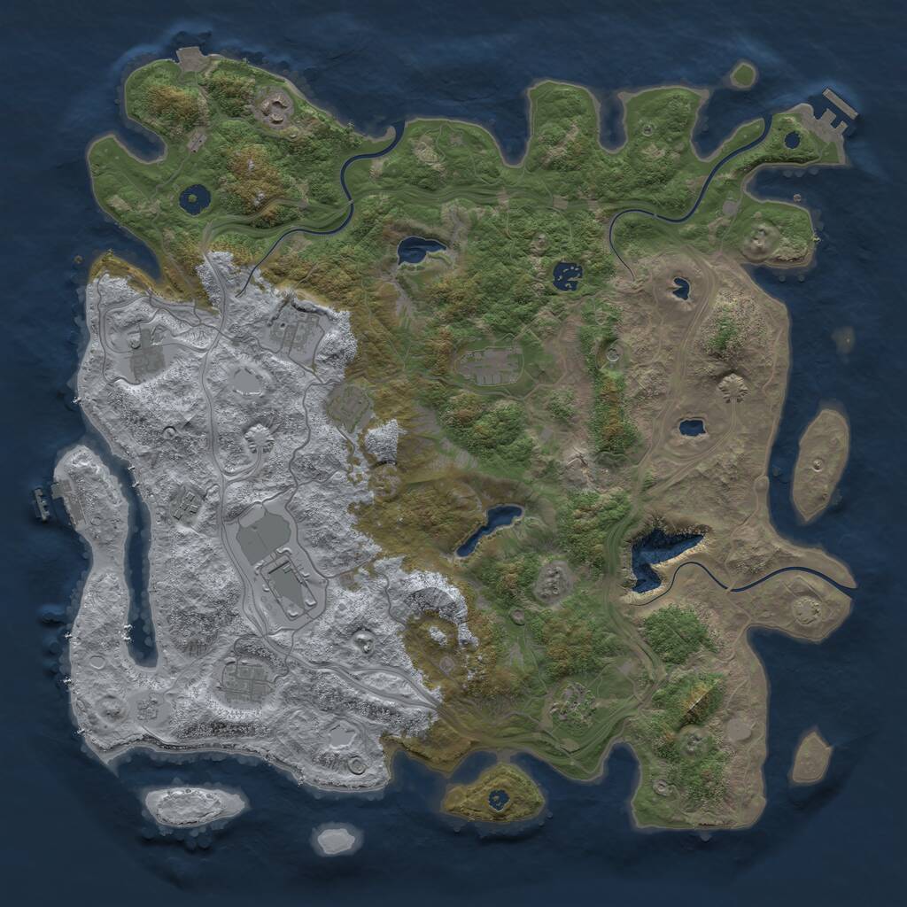 Rust Map: Procedural Map, Size: 4550, Seed: 11863658, 16 Monuments