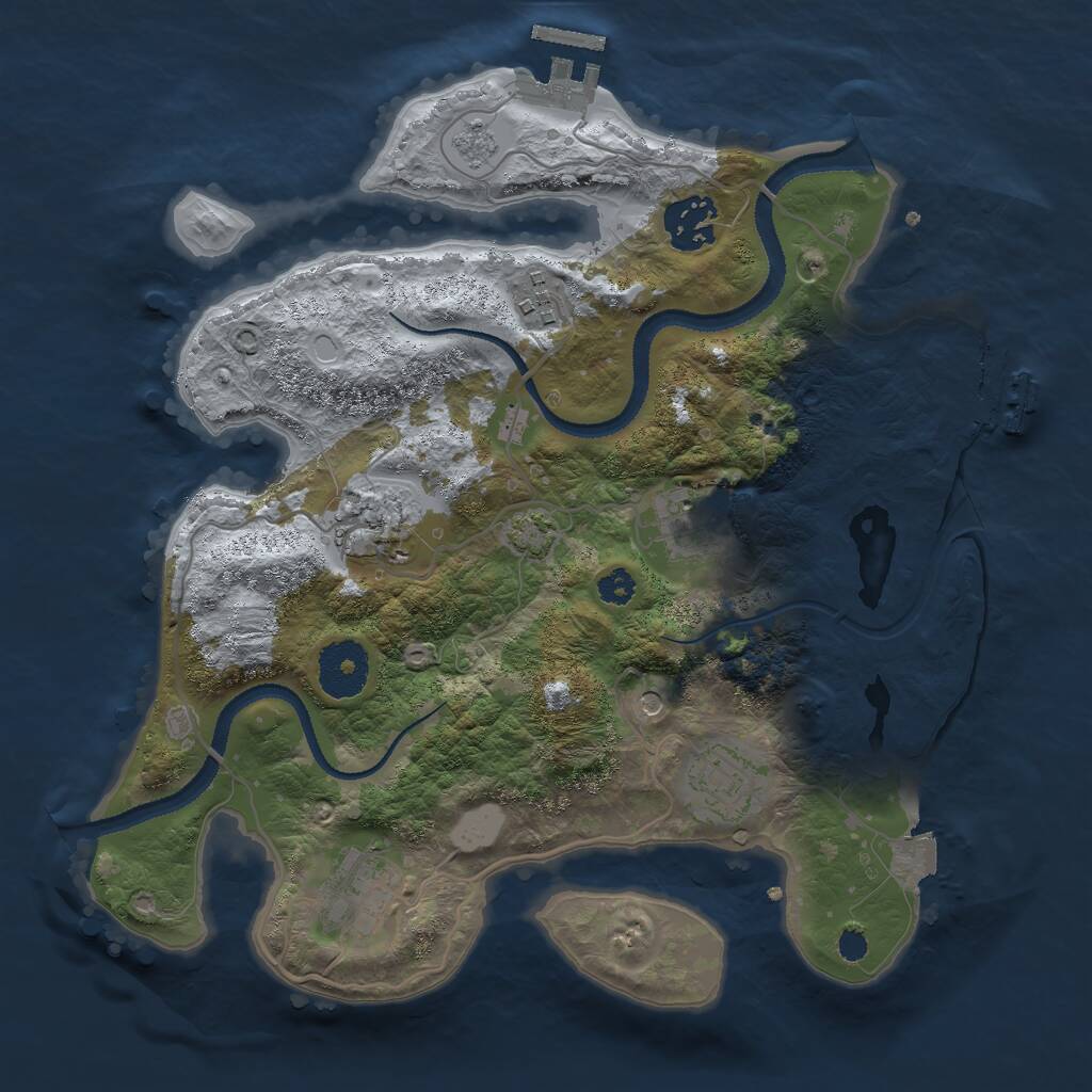 Rust Map: Procedural Map, Size: 3000, Seed: 706099464, 12 Monuments