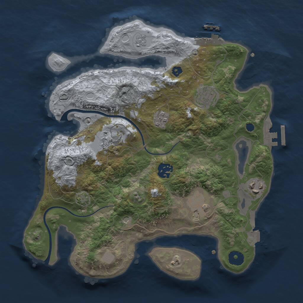 Rust Map: Procedural Map, Size: 3000, Seed: 706099464, 12 Monuments