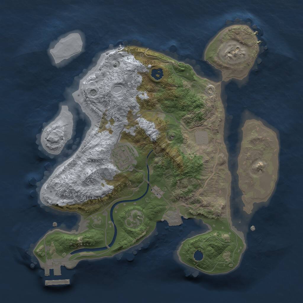 Rust Map: Procedural Map, Size: 2500, Seed: 1100, 3 Monuments