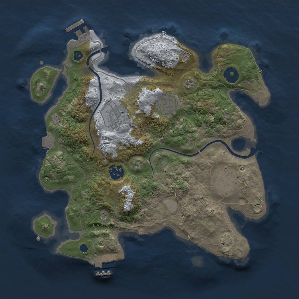 Rust Map: Procedural Map, Size: 3000, Seed: 18576, 9 Monuments