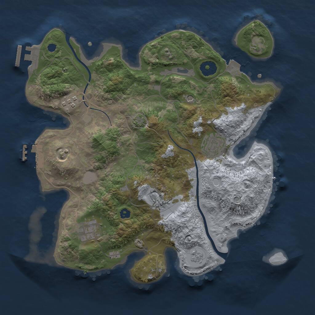 Rust Map: Procedural Map, Size: 3000, Seed: 17862, 10 Monuments