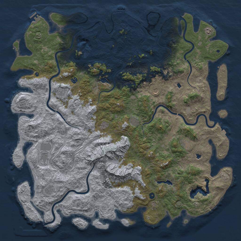 Rust Map: Procedural Map, Size: 6000, Seed: 1703942683, 17 Monuments