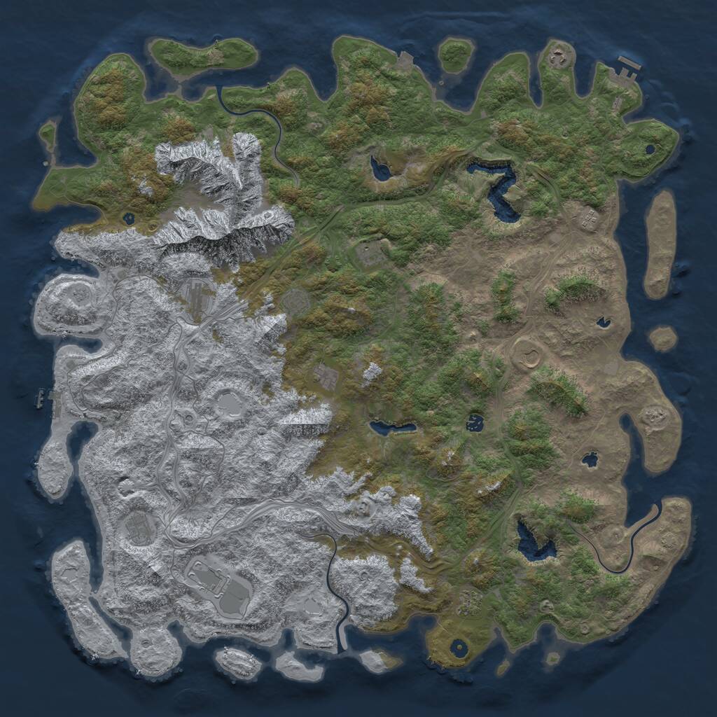Rust Map: Procedural Map, Size: 6000, Seed: 1703942683, 17 Monuments