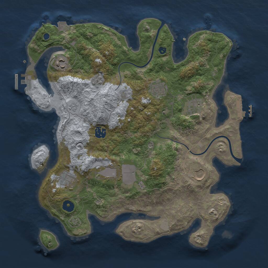 Rust Map: Procedural Map, Size: 3500, Seed: 42689825, 14 Monuments