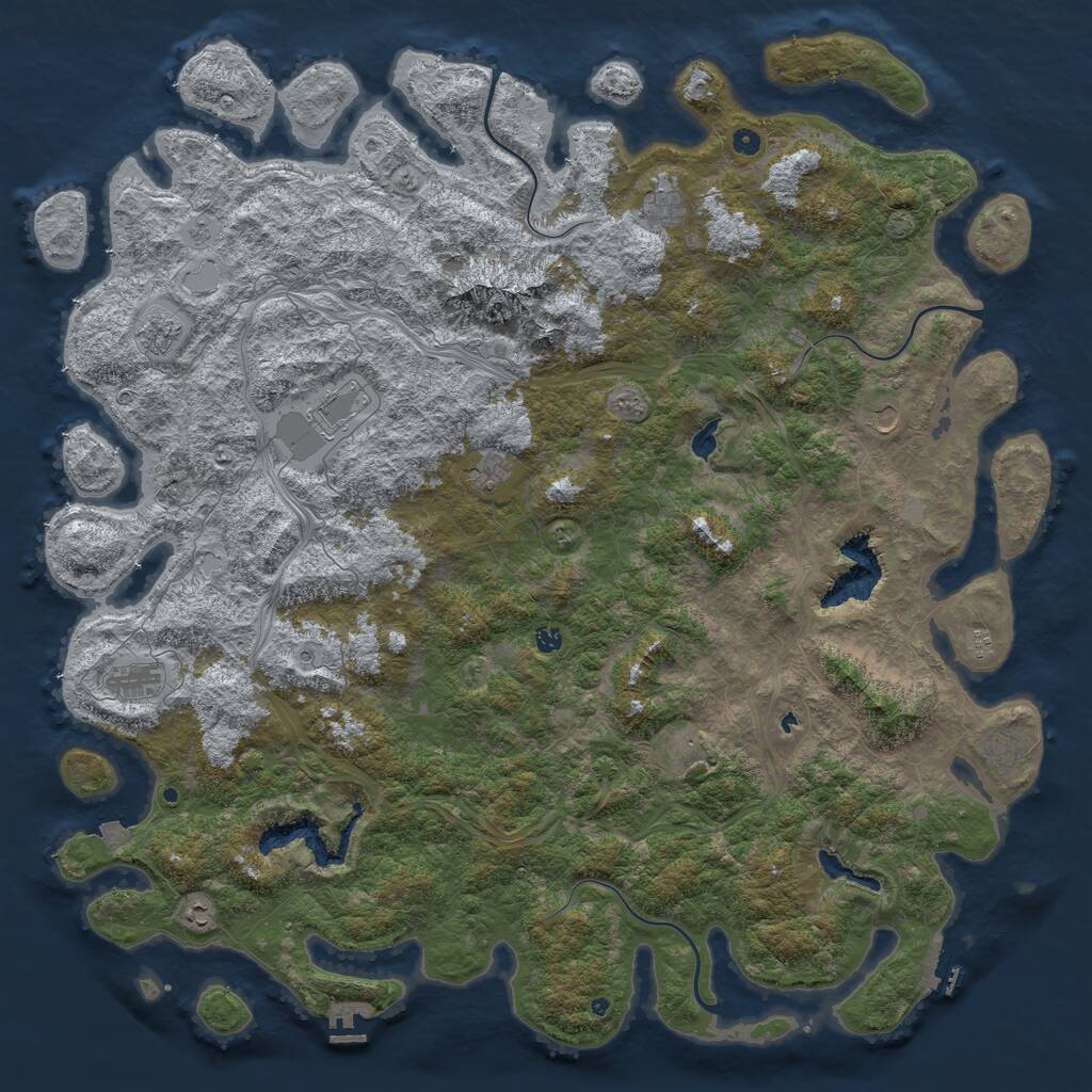 Rust Map: Procedural Map, Size: 6000, Seed: 2010145023, 17 Monuments