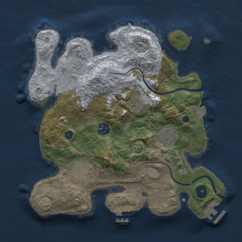 Rust Map: Procedural Map, Size: 3000, Seed: 2099796047, 9 Monuments