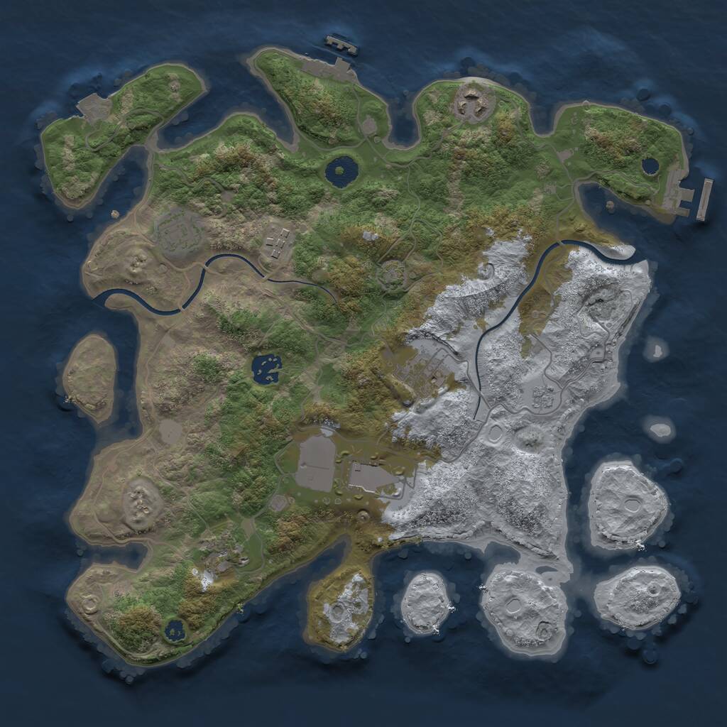Rust Map: Procedural Map, Size: 3500, Seed: 121297942, 12 Monuments