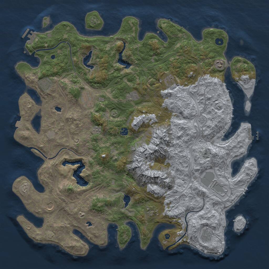 Rust Map: Procedural Map, Size: 5000, Seed: 1836646939, 17 Monuments