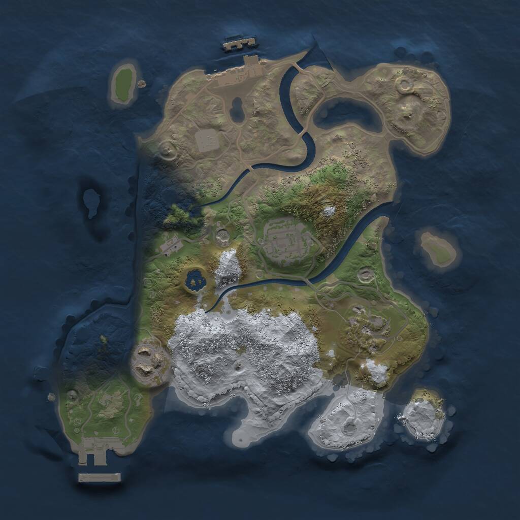 Rust Map: Procedural Map, Size: 2500, Seed: 1368130213, 7 Monuments
