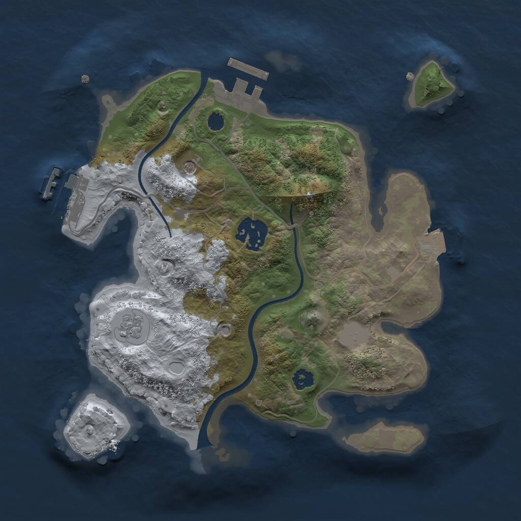 Rust Map: Procedural Map, Size: 2500, Seed: 47643, 6 Monuments